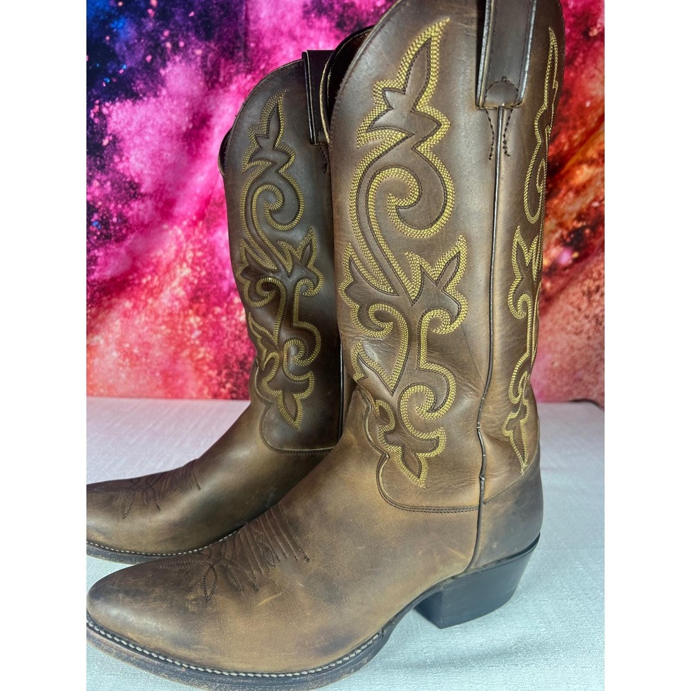 Vintage Justin 2253 Brown Leather Western Cowboy Boots Womens 9.5 B 1990s